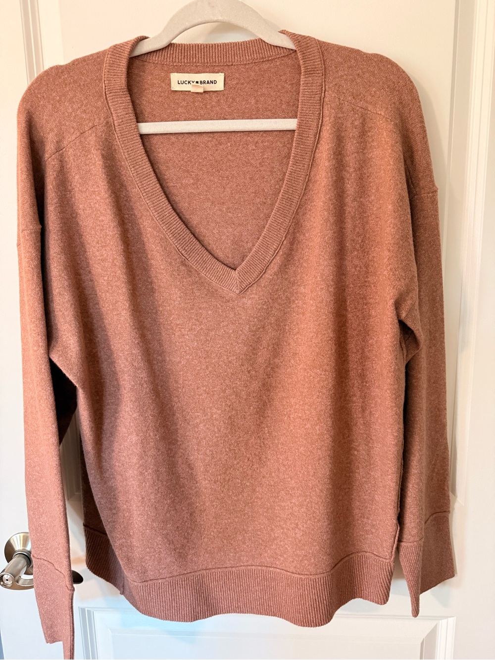 Lucky Brand Women's V-Neck Sweater in Rose Brown